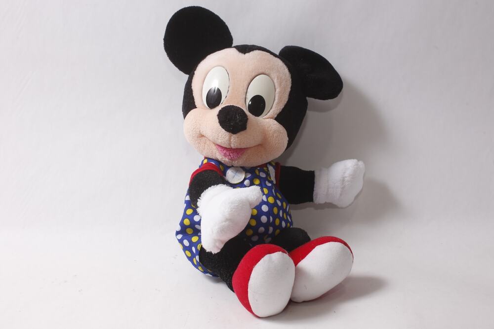 1980s Disney Baby Mickey Mouse 17" Medium Plush in Polka Dot Outfit ~ 260909-WH